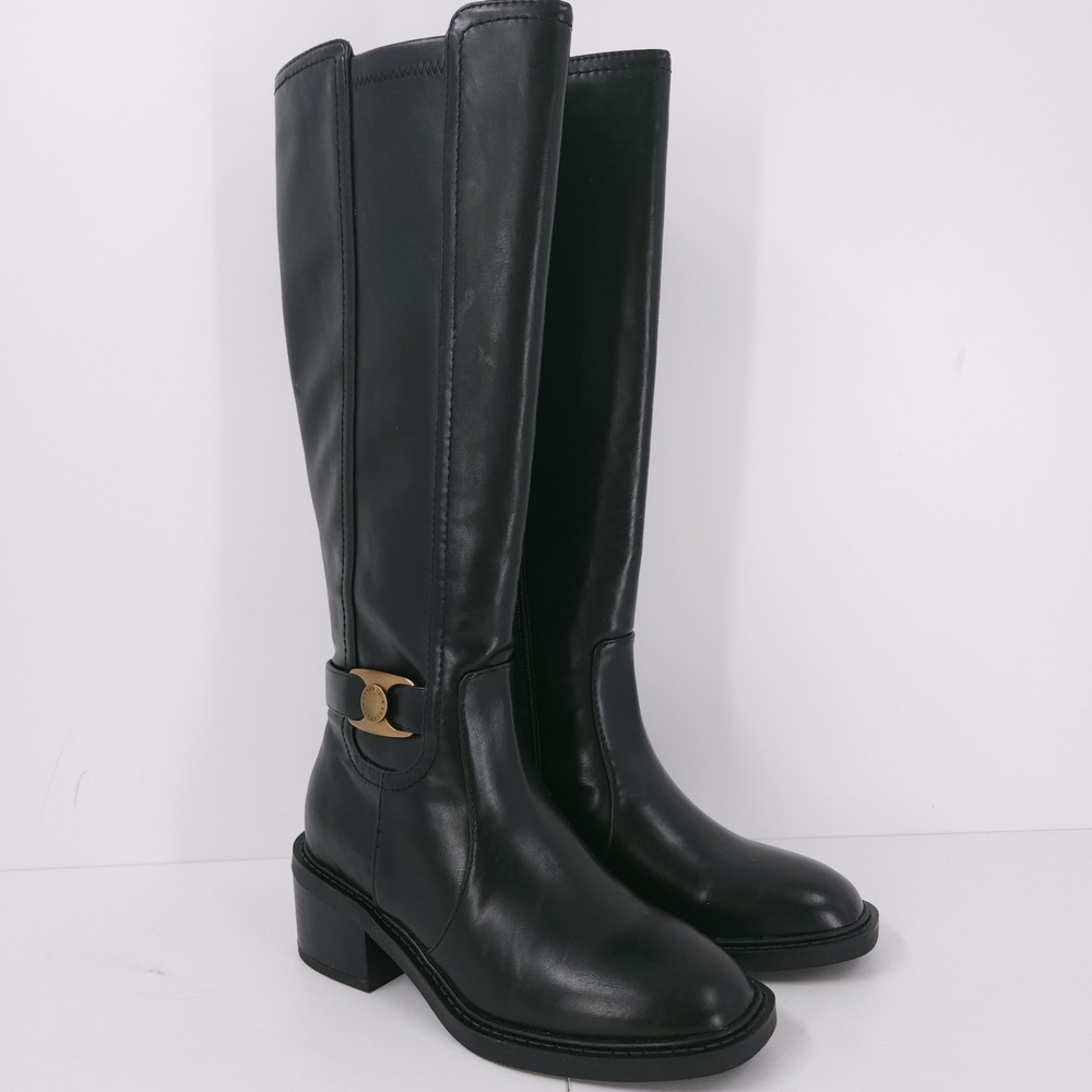 Anne Klein Anessa Tall Knee High Black Boots Block Womens Size 5 M ANES01F9